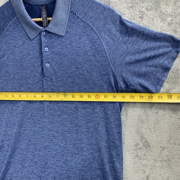 Lululemon Shirt Men Large Metal Vent Tech Polo Blue Performance Athleisure Golf - Picture 3 of 8